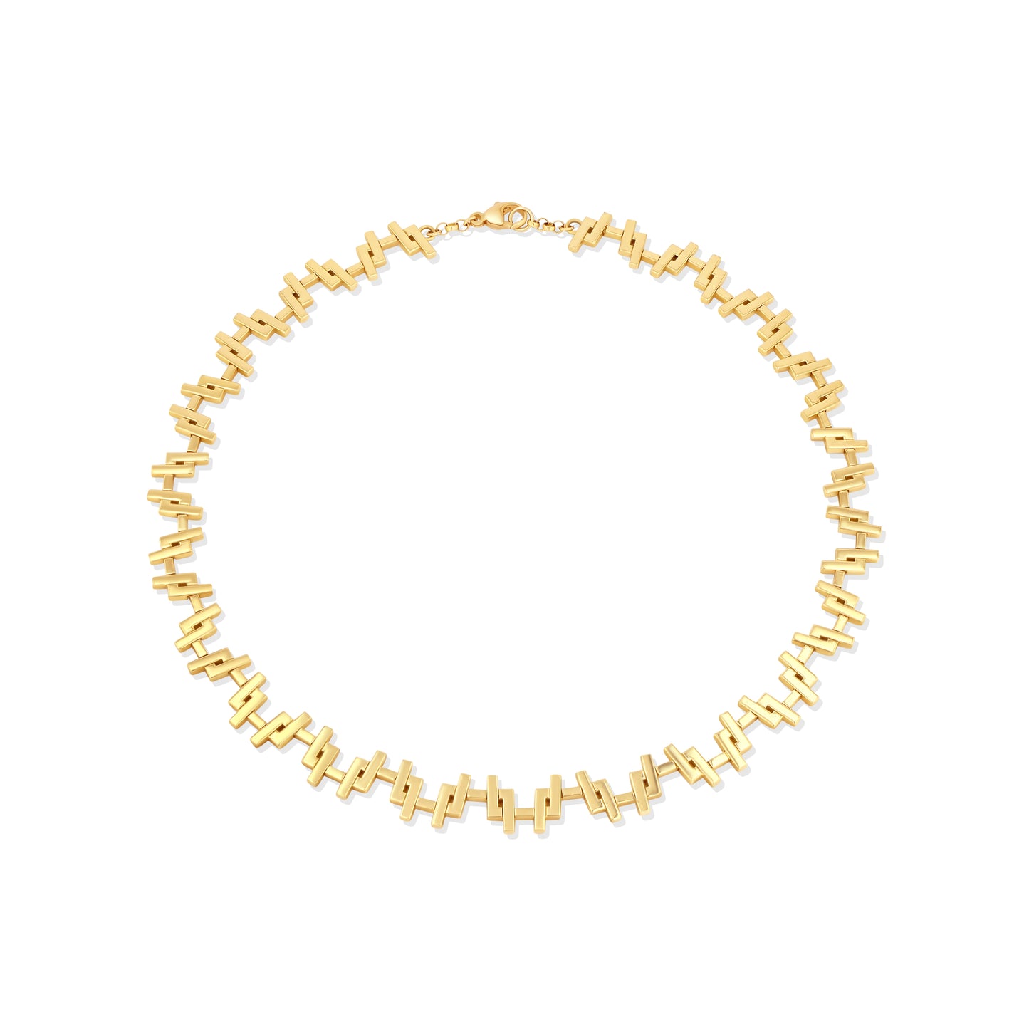18k Gold chain link necklace on a white background