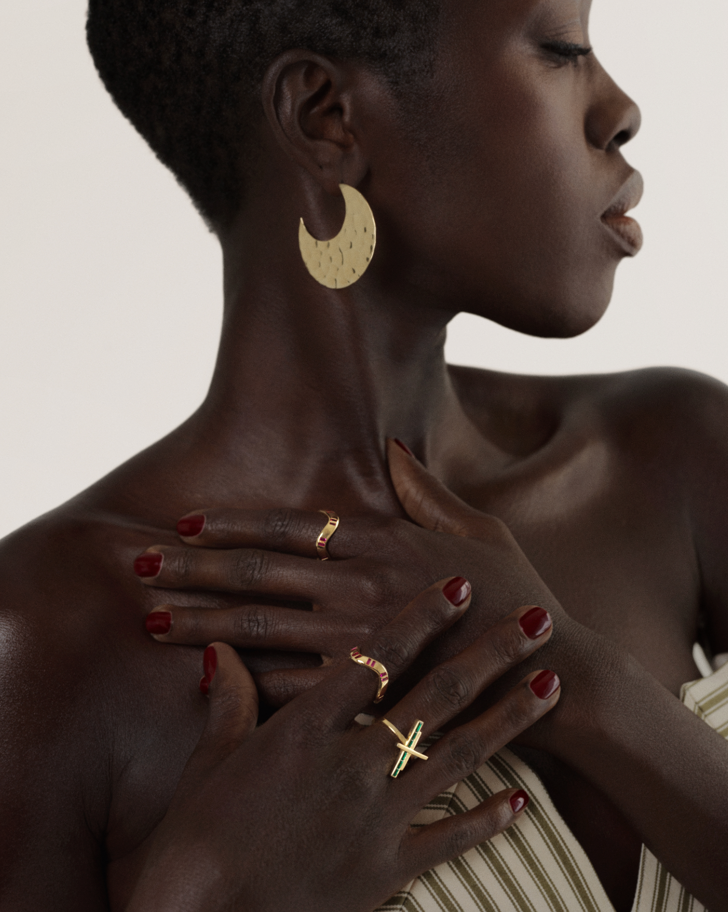stacking rings with 18k solid yellow gold and baguette rubies