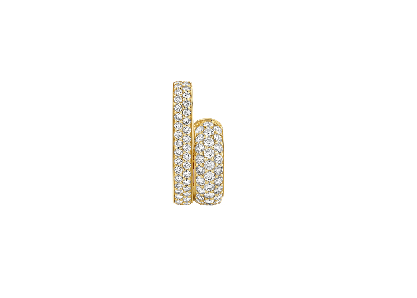 LÖF unique diamond pavé double cuff earrings in 18k solid yellow gold