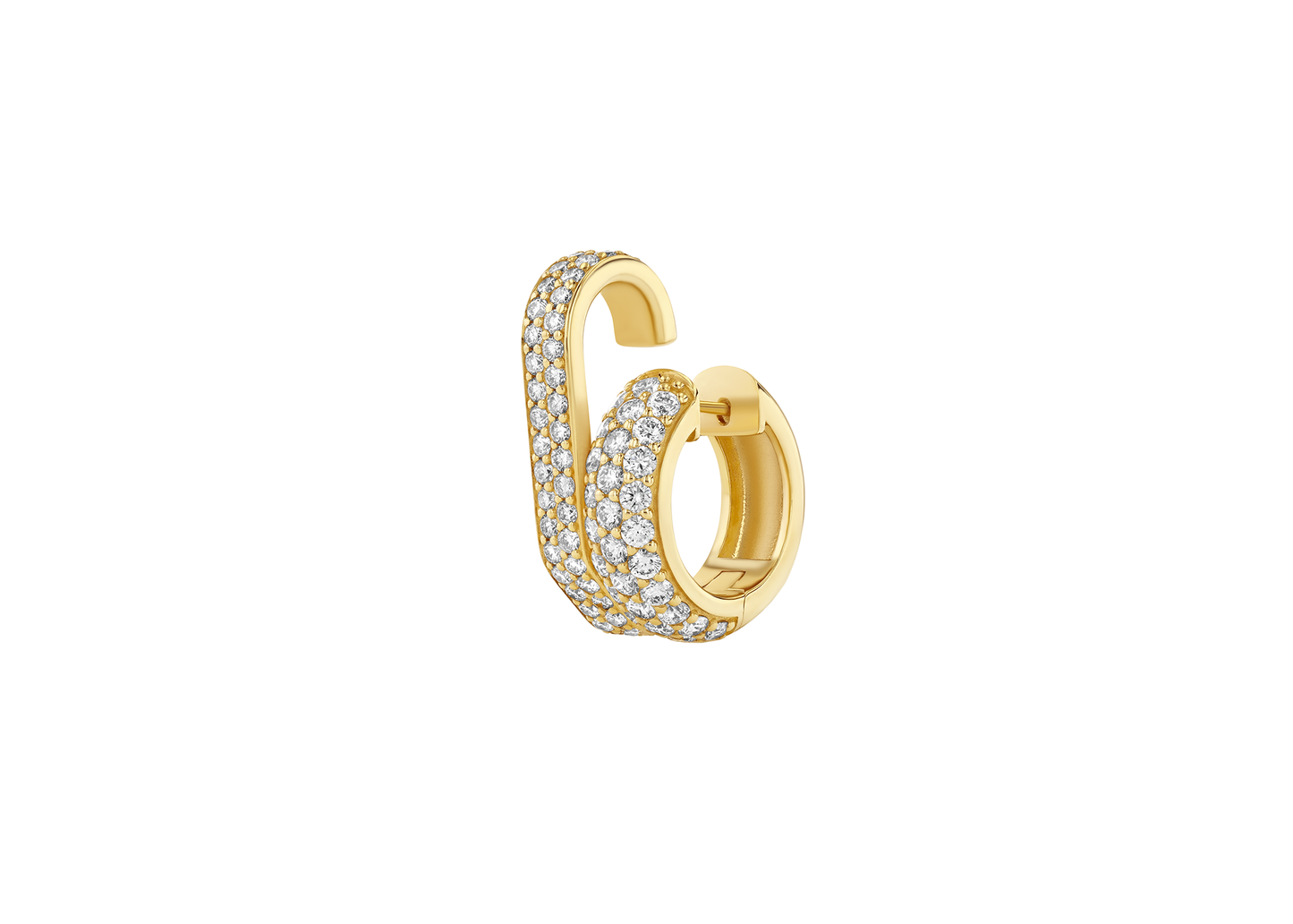 LÖF unique diamond pavé double cuff earrings in 18k solid yellow gold
