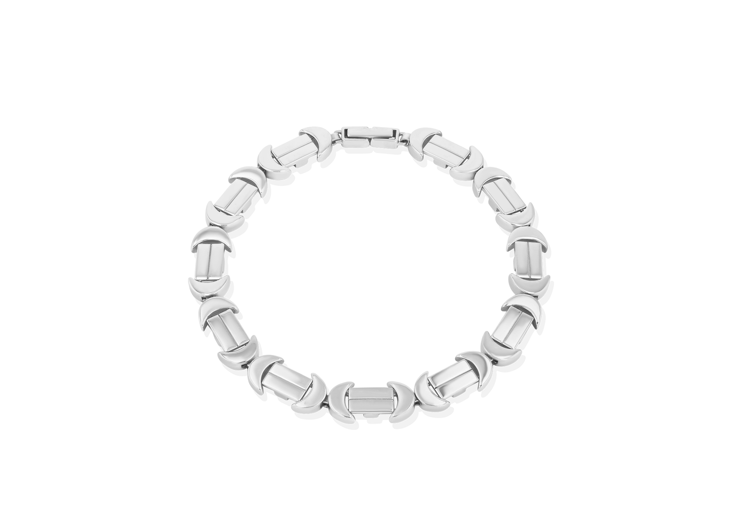 18k white gold chain link bracelet with crescent moon links