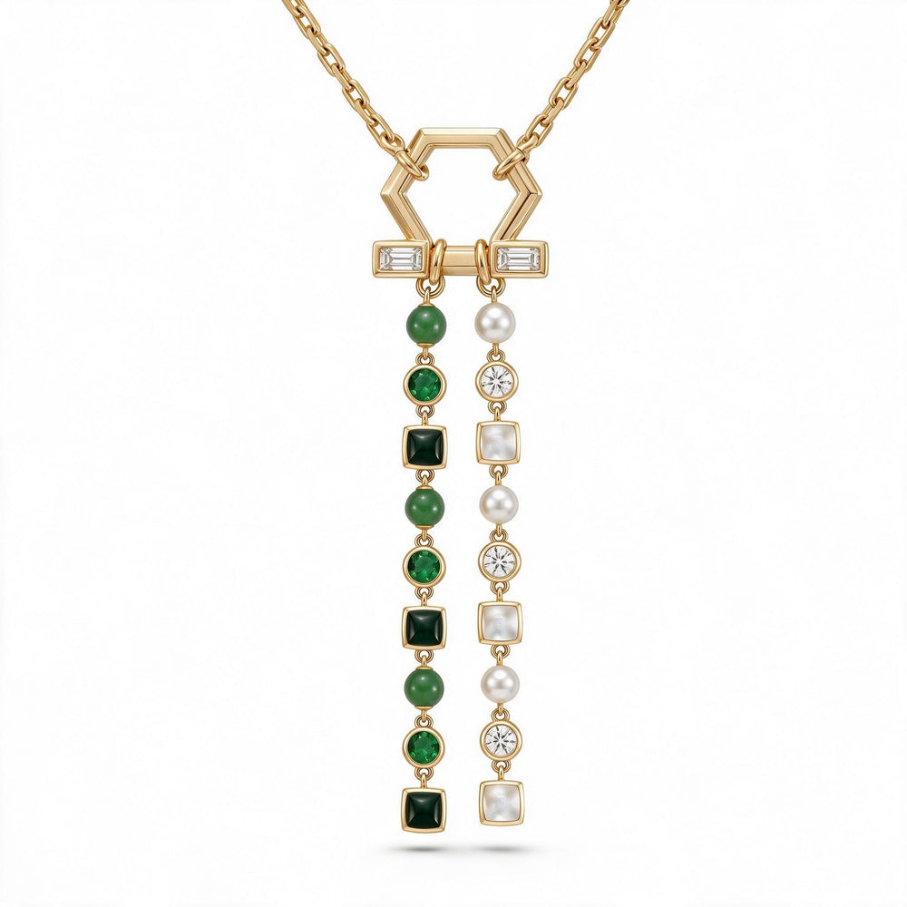 diamonds emeralds and 18k gold necklace