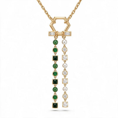 diamonds emeralds and 18k gold necklace