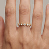 18k gold ring with kite shape diamonds and white enamel cubes