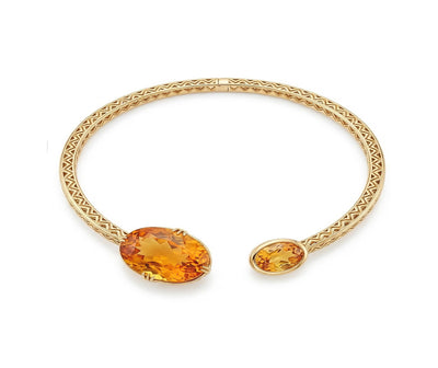 18k gold torque necklace with citrine and topaz statement 