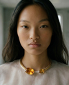 statement 18k gold torque necklace with citrine and topaz