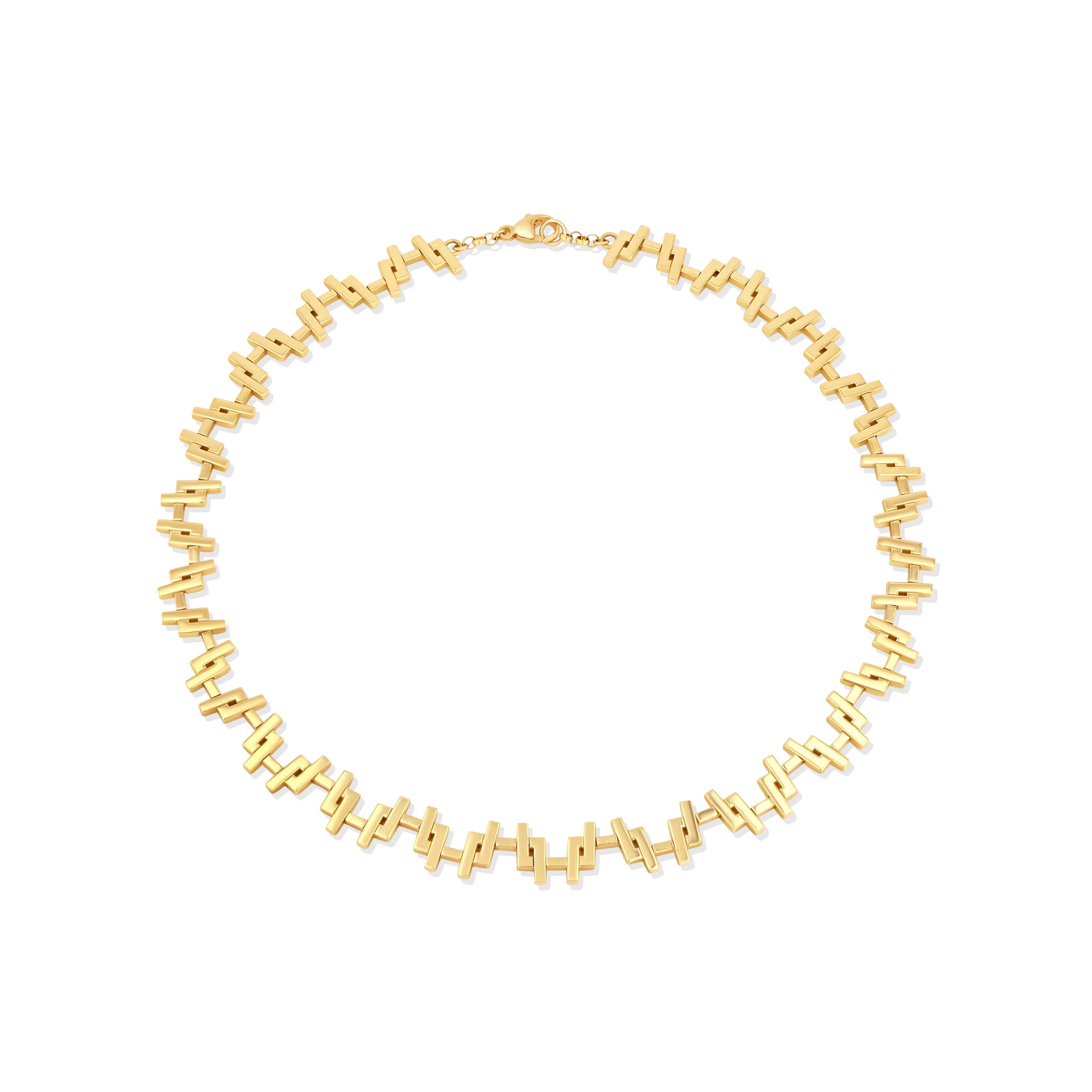 18k Gold chain link necklace on a white background
