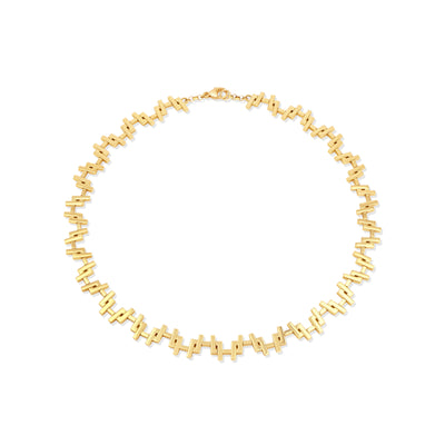 18k Gold chain link necklace on a white background