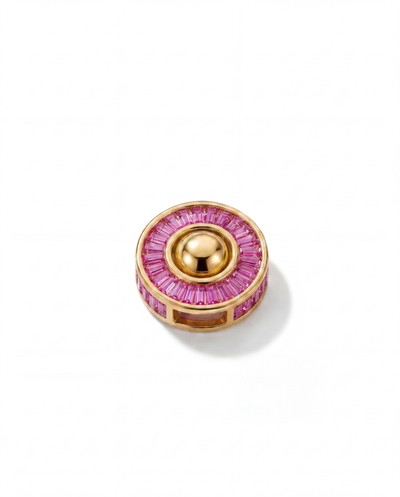 Baguette pink sapphire pendant in 18k gold