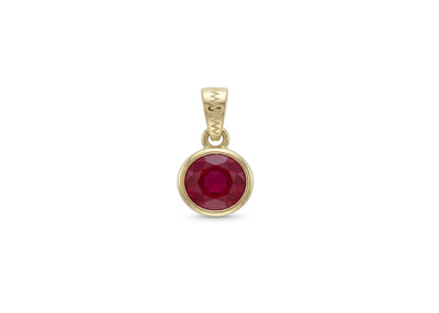 18k gold Button charm with ruby