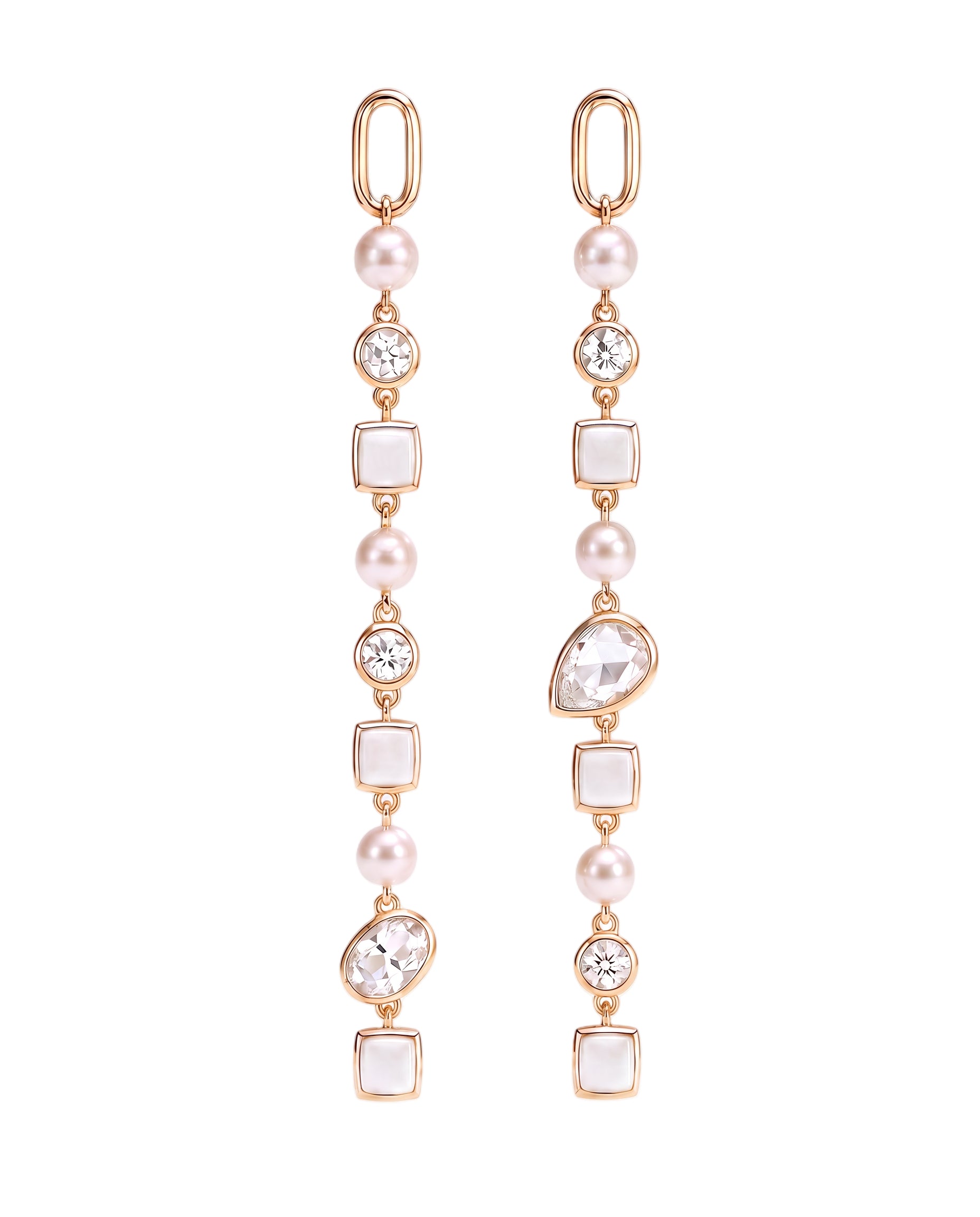 Diamond, pearl, 18k yellow gold drop earring charms