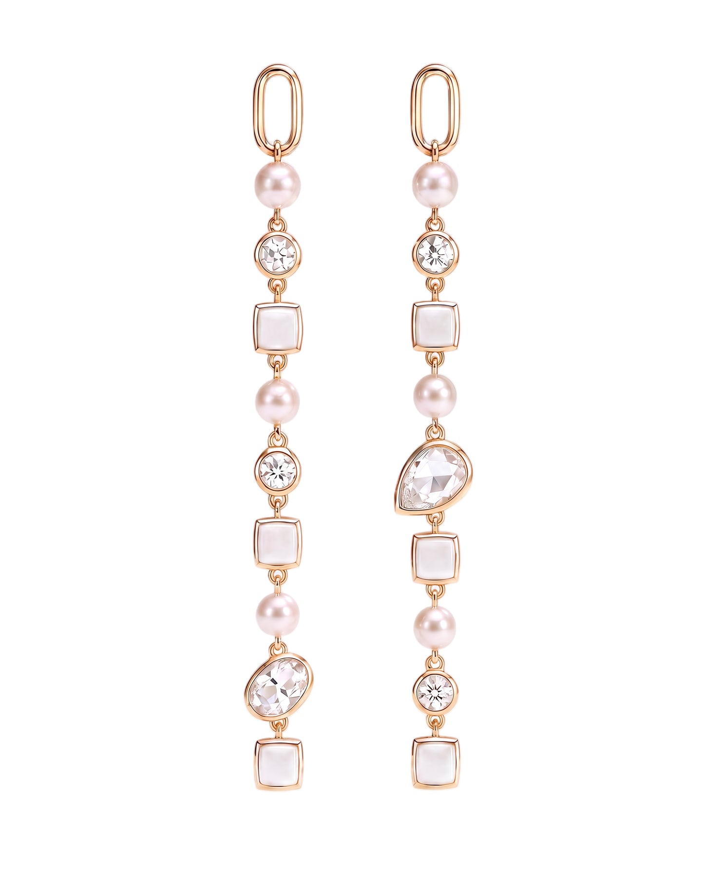 Diamond, pearl, 18k yellow gold drop earring charms