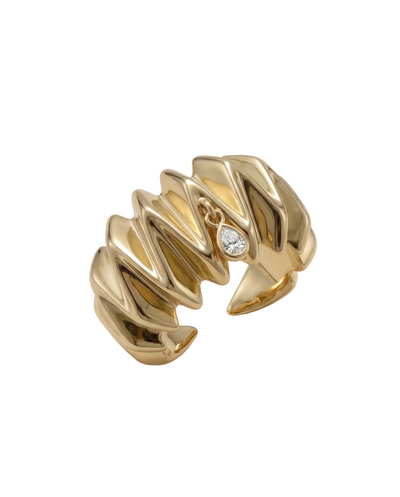 Edith Open cuff ring pear diamond textured ring statement ring