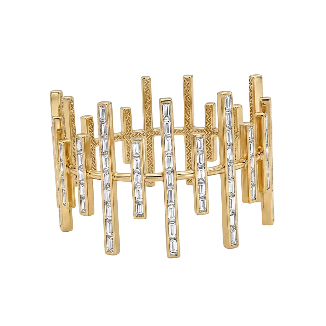 high jewelry gold and diamond bangle