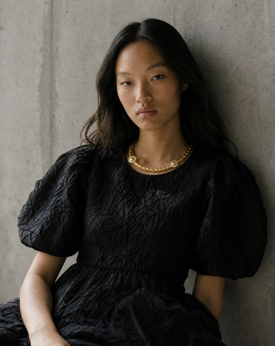 Gold and diamond statement chain link necklace