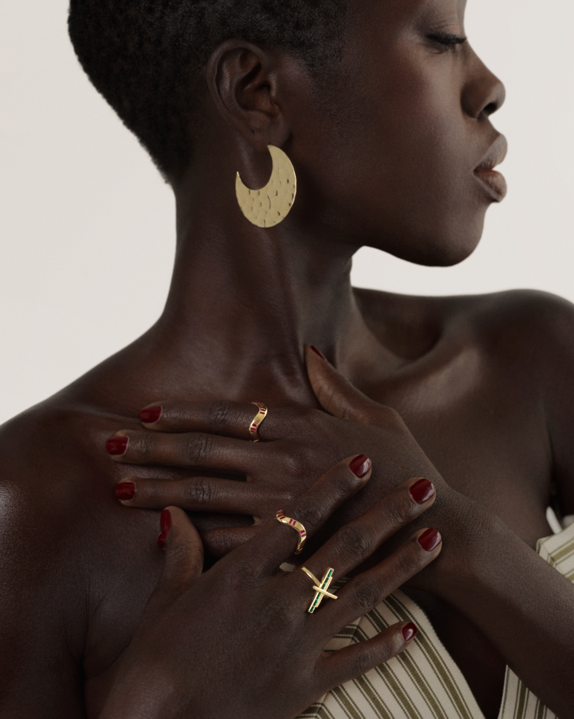 stacking rings with 18k solid yellow gold and baguette rubies