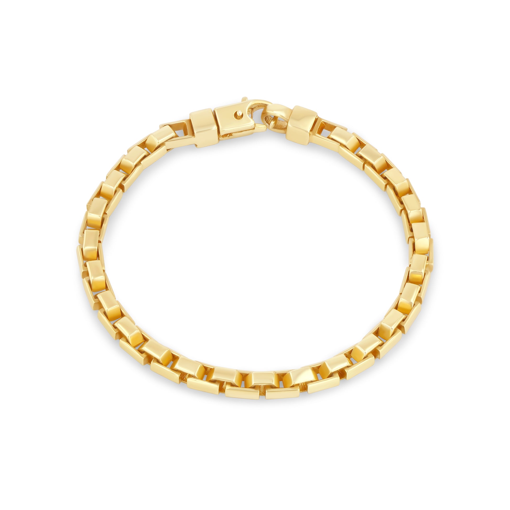 LÖF custom made box chain link bracelet in 18k solid yellow gold