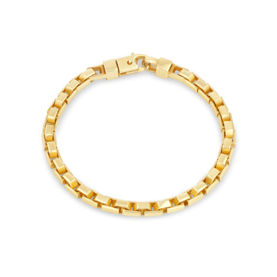 LÖF custom made box chain link bracelet in 18k solid yellow gold