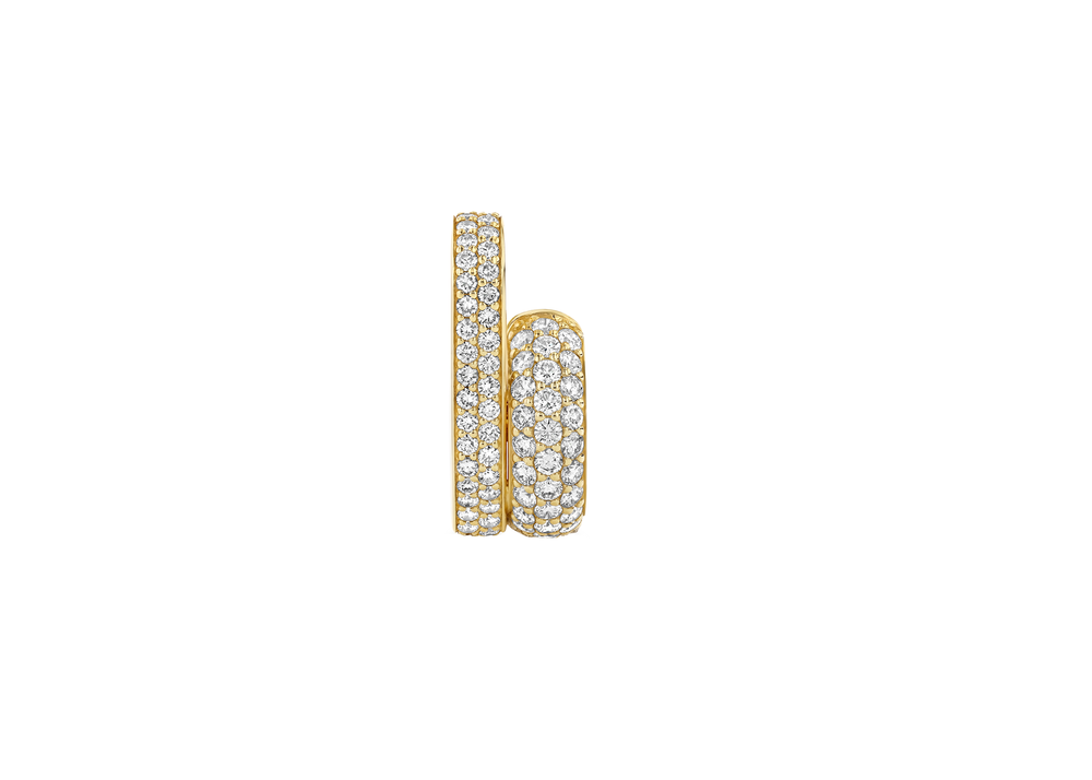 LÖF unique diamond pavé double cuff earrings in 18k solid yellow gold