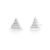 A pair of 18k recycled white gold studs earrings set with natural baguette and custom-cut trillion diamonds.