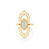 A marquise diamond ring with a maze motif design, set in 18k solid yellow gold.