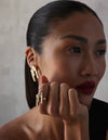 The Tallulah earrings-18k solid yellow gold set with 8 carats of baguette diamond drop down studs and 3.5 carat diamond ring