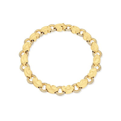 A LÖF statement link necklace with 13 carats of round brilliant diamonds in 18k solid yellow gold