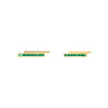 A pair of gold stud earrings with pinstripe bar design set with either diamonds or emeralds.