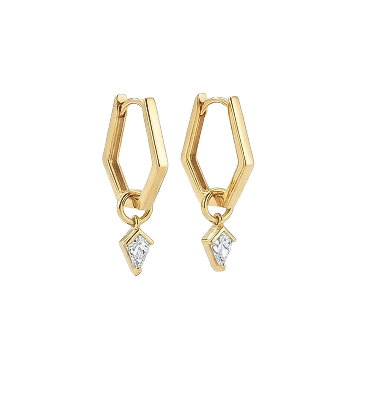 18k gold hoops with kite diamonds