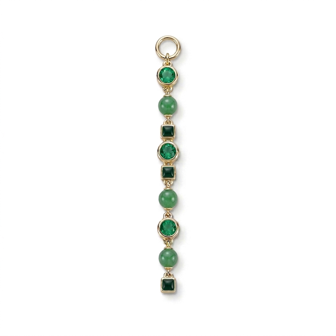 jade, emerald and 18k gold cubes earring charms