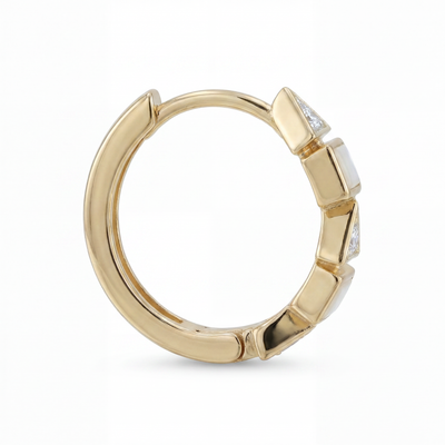 triangle diamond and white enamel hoops in 18k gold
