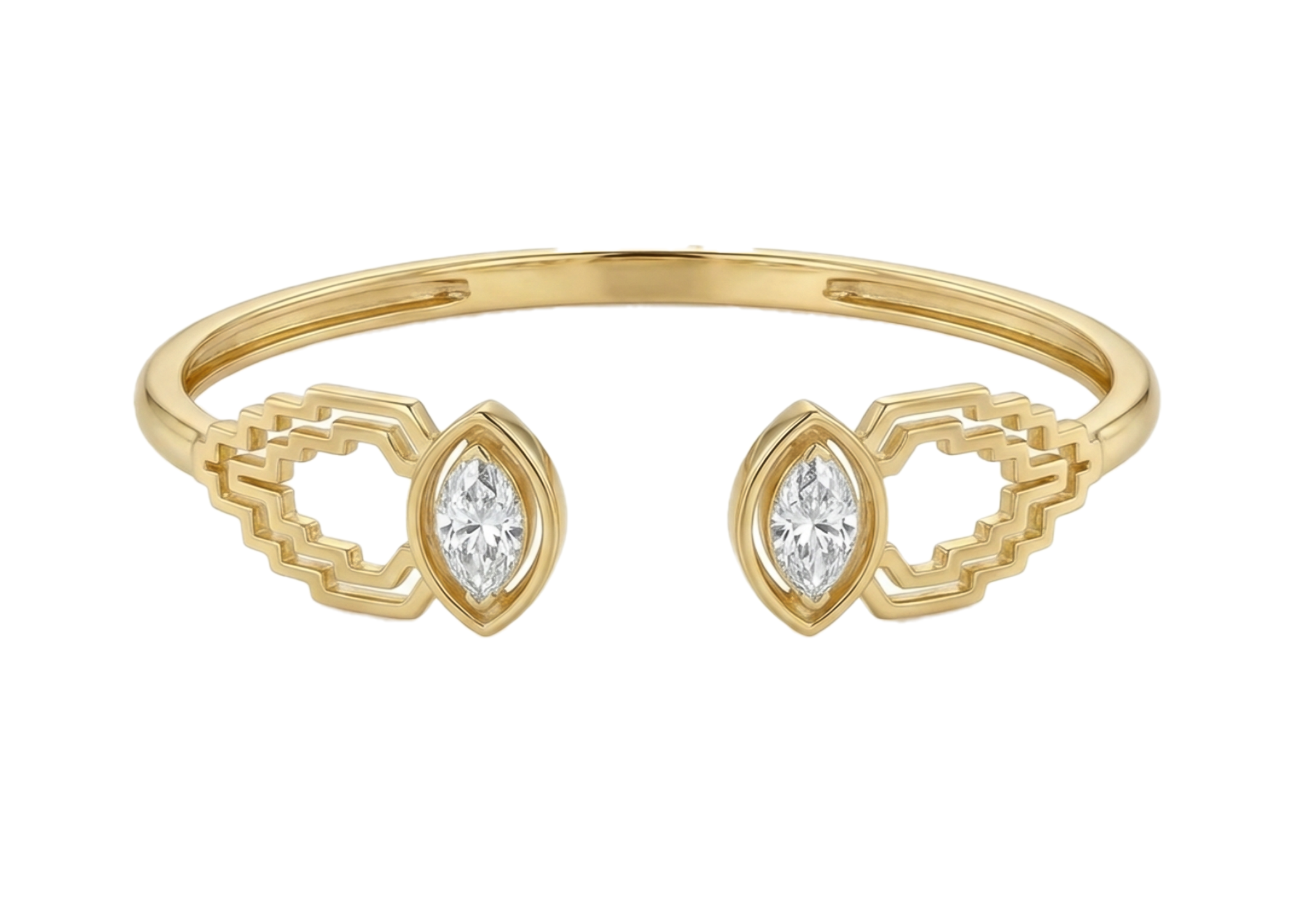 18k gold bangle with antique marquise diamonds