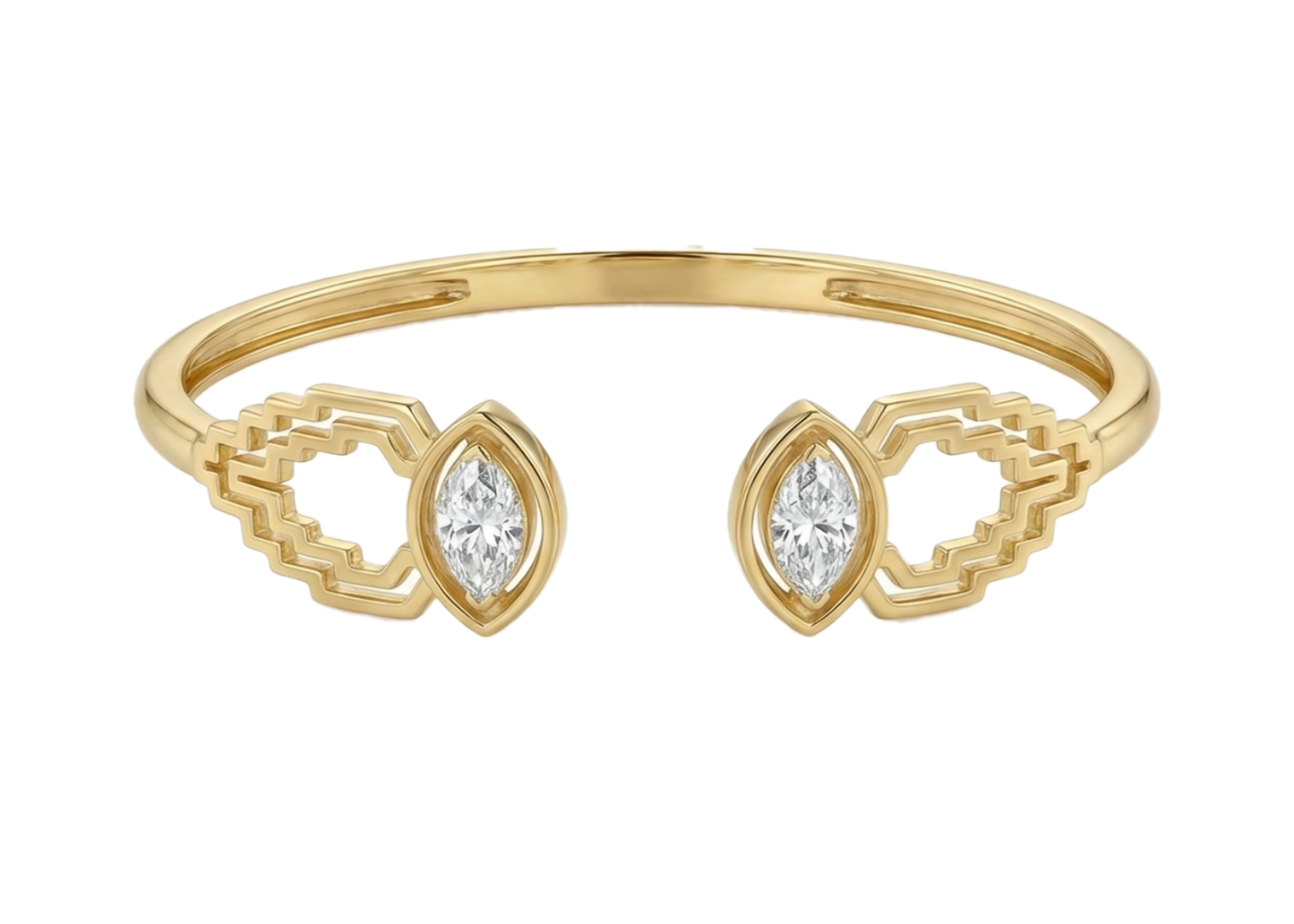 18k gold bangle with antique marquise diamonds
