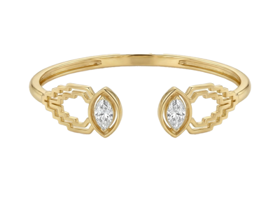 18k gold bangle with antique marquise diamonds
