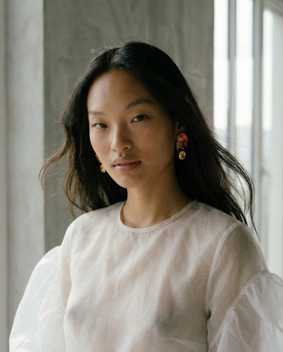statement earrings with topaz and citrine