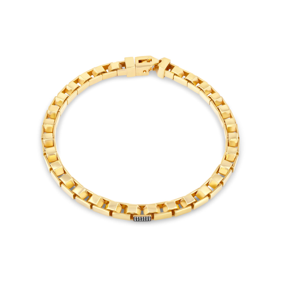 A LÖF statement bold gold box chain necklace in 18k solid yellow gold and rubies