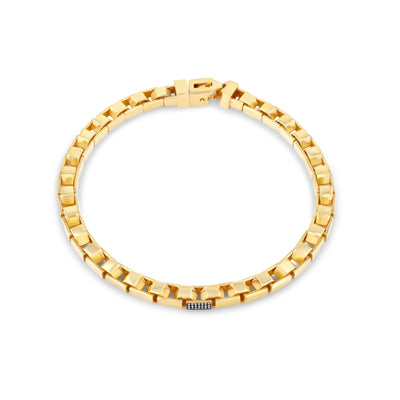 A LÖF statement bold gold box chain necklace in 18k solid yellow gold and rubies