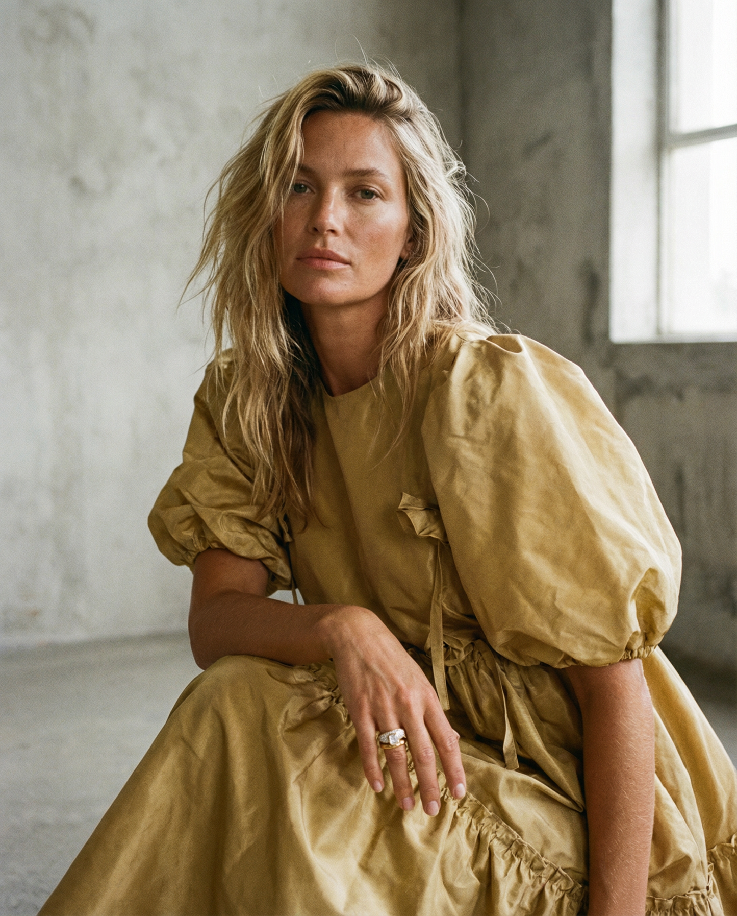 yellow gold diamond white sapphire cocktail ring